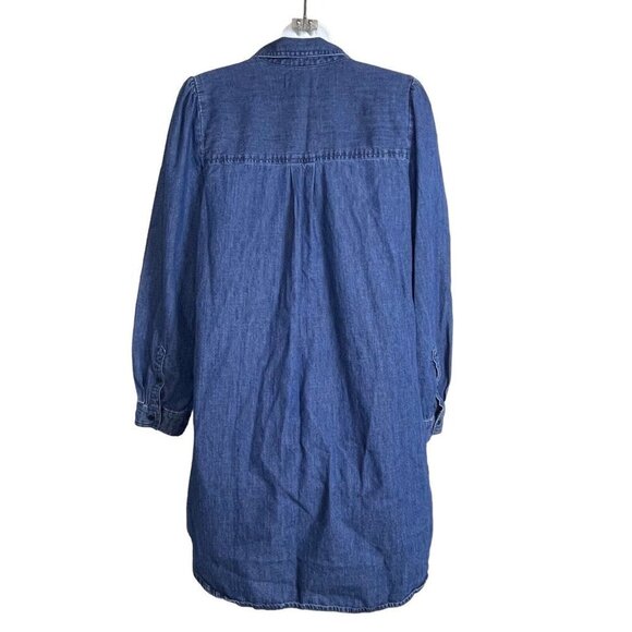 Madewell Denim Puff-Sleeve Button Up Shirt Dress Harris Wash Sz M K6059 - Picture 8 of 11
